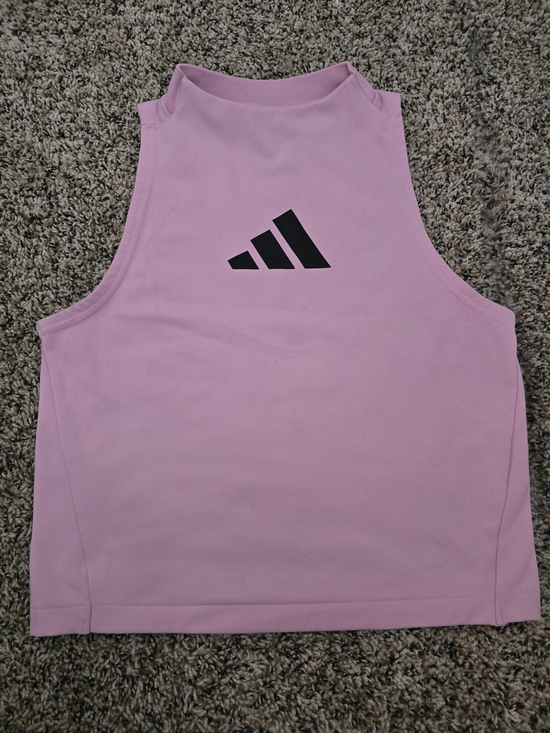 adidas Tops - adidas Light Pink High-Neck Cropped Tank with Black Logo